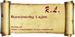 Ruzsinszky Lajos névjegykártya